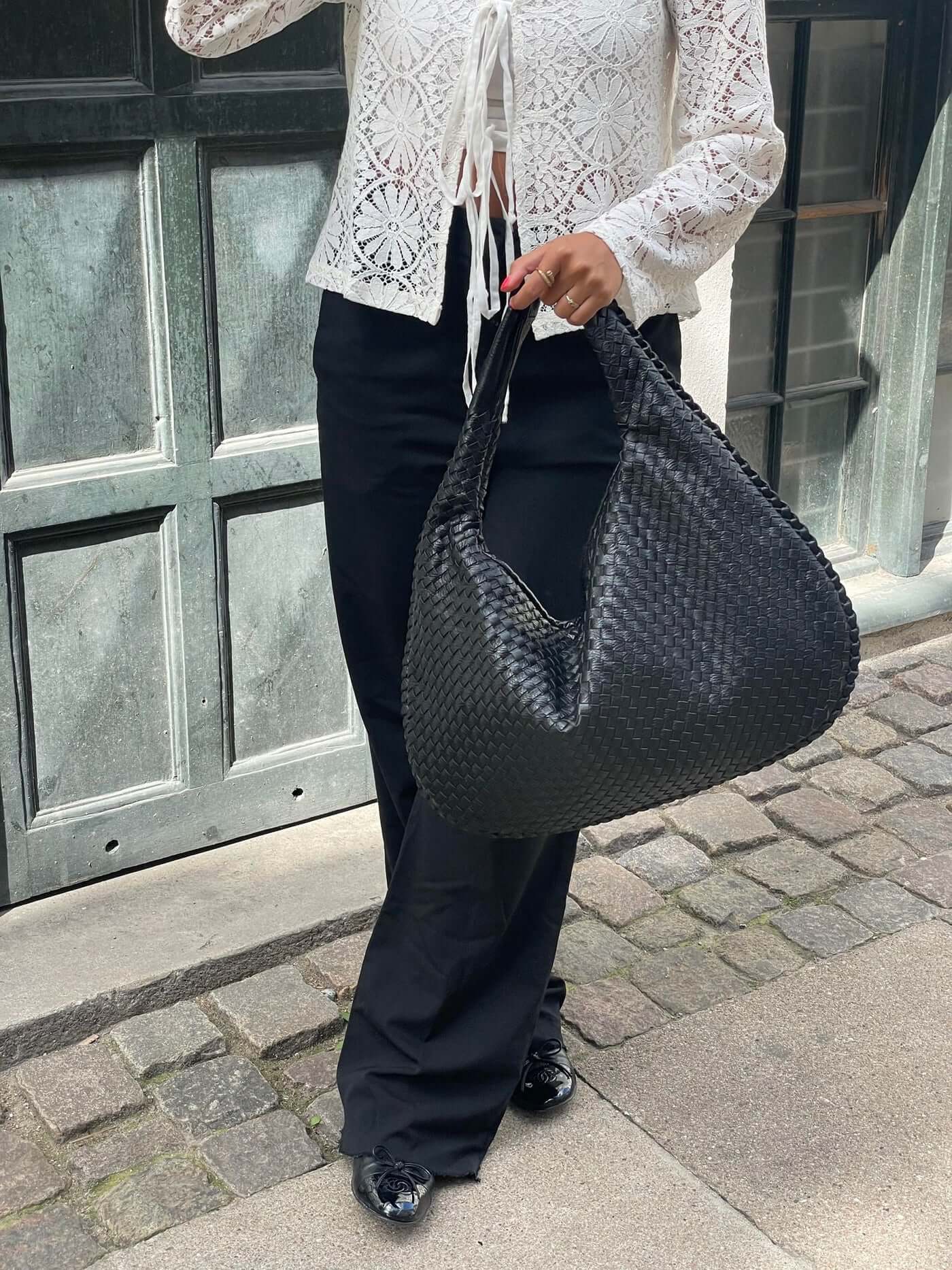 Sac à main élégant en cuir vegan – Style intemporel et détails tressés
